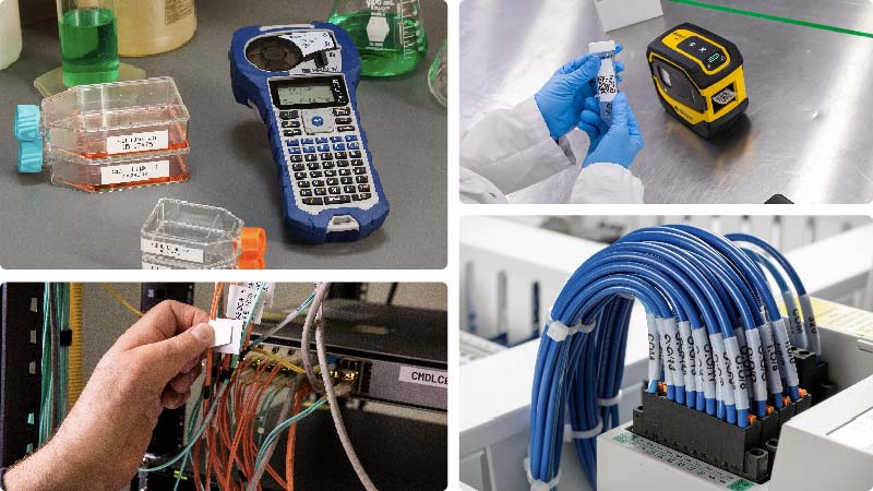 A collage of applications for the M210-LAB and M510 printers.