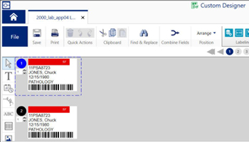 A screenshot of the custom labeling feature within the Brady Workstation lab automation software.